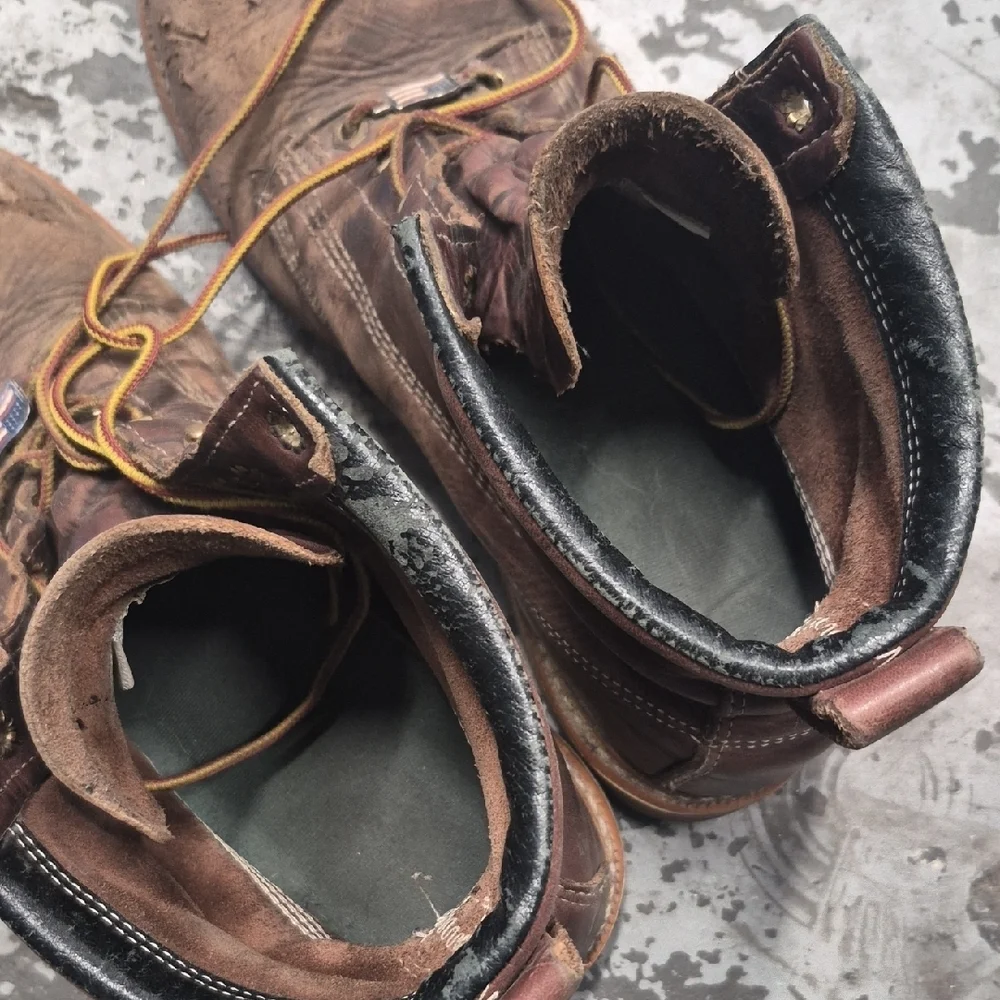 Men's Brown Leather Work Boots - Classic Lace-Up